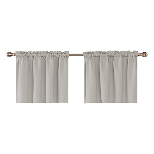 Deconovo Window Treatment Valance Rod Pocket Textured Embossed Blackout Valances Curtain for Small