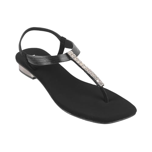 Image of Mochi Women Synthetic Flat Beaded Fashion Sandal