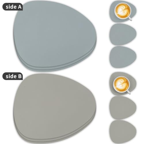 YIHELU Tischset Abwaschbar&Untersetzer,Doppelseitige Oval Platzsets 6er Set – Ansicht 2
