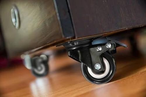 Image of ROLLEASE 1.5 inch 38mm Heavy Duty Caster Wheels | Soft Rubber Swivel Caster with 360 Degree Braking and Locking Furniture | Wheel Casters for Furniture, Baby Bed, Kitchen,Cabinet (Pack of 4) - Black