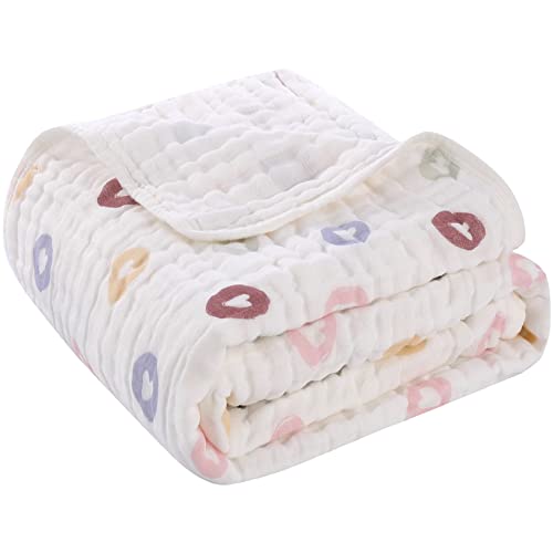 Image of HardNok Muslin Baby Blanket for Newborn 6 Layer Gauze Cotton Receiving Blankets, Super Soft Swaddle Wrap Blanket/Bath Towel/Nursing Cover/Bed Blankets for Boys Girls as Shower Gift