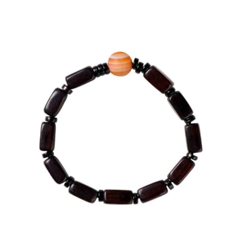 YAIEWNE Pulsera De Madera Con Cuentas Cuadradas Alargadas De Ágata Simple, Brazalete Circular Para Parejas A Juego, Brazalete Con Cuentas Elásticas Ajustables, Regalo Para Festivales De Joyería, Am