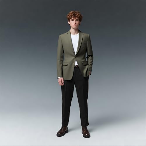 Rogers & Morris Men's Blazer 2 Buttones Casual Slim Fit Suit Jacket Wool Sport Coat Chaqueta de Traje para Hombre2