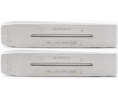 KOVA® 2X Profi ALU Spaltkeil Massiver Spaltkeil in Keilform aus Spezialaluminium für Holzspaltung Holz Spaltaxt Spalthammer Holzspalter Drehspaltkeil Drehkeil Spaltgranate Fällkeil Silber