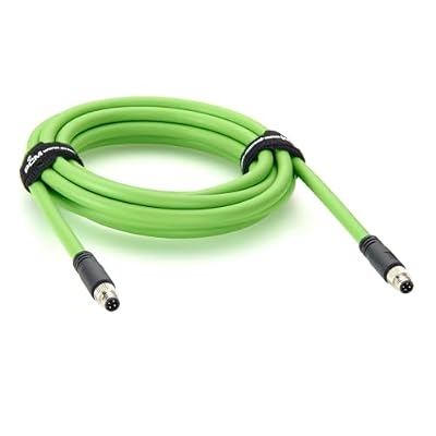 PROFINET M8 D-Code 4 Pin Male to Male Industrial Ethernet Cable 100Mbps CAT5E Shielded High Flex Drag Chain Cable for PLC, Robotics, Industrial Automation, EtherCAT, Machine Vision (3M/9.84FT)