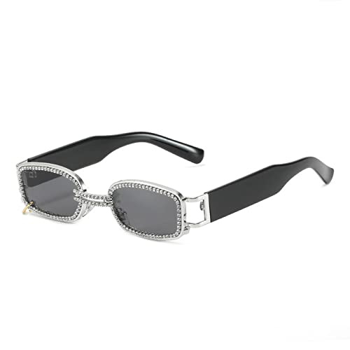 laureles Fashion Diamond Square Sunglasses Men Women Small Frame Rhinestone Punk Goggle Glasses
