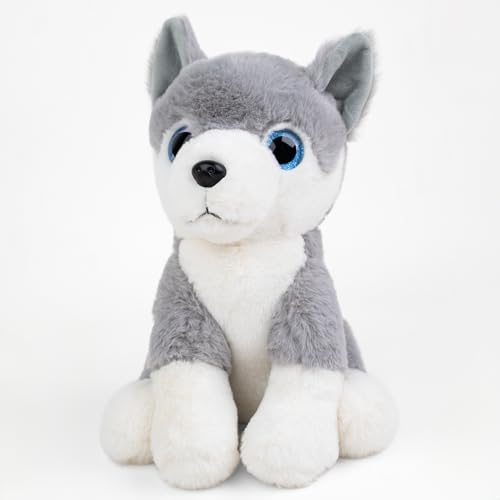 Image of Mirada Cute Grey Glittery Eyes Husky Dog Soft Toy for Girls /Kids | Stuffed Plush Animal | Soft Toys for Kids, Cute Soft Toys, Stuffed Animals, Animal Soft Toy, Cuddle Toy, Baby Gift, Gift Item | 25cm