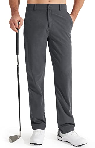 Libin Mens Golf Pants Classic Fit Stretch Work Dress Pants 32' Quick Dry Lightweight Business Casual Trousers Comfort Water Resistant, Iron Grey, 34W x 32L