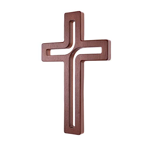 4Soul Wall Cross | Wooden Cross For Wall | Home Wall Decor | Decorative Hanging Cross 10 Inch (Brown) 10 Tall #TOP15
