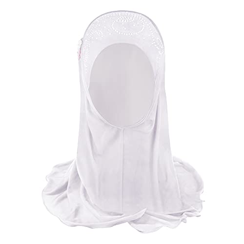 TINAYAUE Kids Girls Muslim Hijab Lace Islamic Scarf Shawls Turban with Flowers Hijab Chiffon Head Scarfs Head Wrap (2-7 Y)2