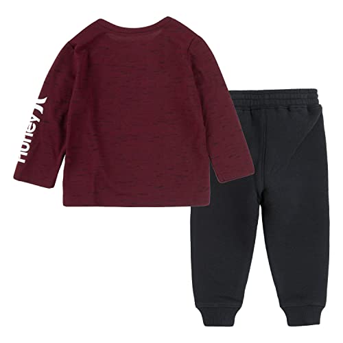 Image of Hurley boys Long Sleeve Soft Basic Cloud Slub T-shirt and Shorts 2-piece Outfit Set