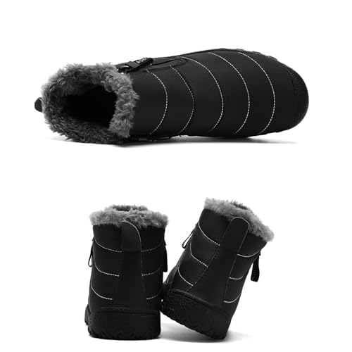 Men's Waterproof Snow Ankle Boots Winter Fur Lined Warm Zipper Closure One-Step Anti-Slip Outdoor Ankle Boots Mountaineering Hiking Warm Ankle Boots3