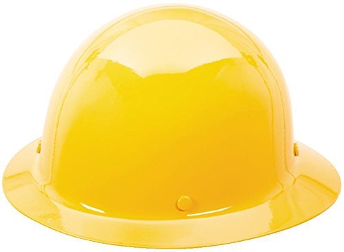 MSA 454666 Skullgard Full-Brim Hard Hat with Staz-on Pinlock Suspension | Non-slotted Cap, Made of Phenolic Resin, Radiant Heat Loads up to 350F - Standard Size in Yellow