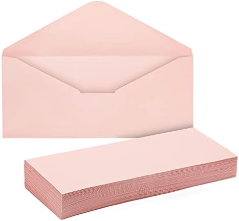96-Pack #10 Blush Pink Envelopes Bulk with Gummed Seal and V-Flap for Party Invitations, Mailing Business Letters, Checks, Invoices, Baby Showers, Banquets, Weddings (4 1/8 x 9 1/2 in)