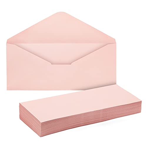 96-Pack #10 Blush Pink Envelopes Bulk With Gummed Seal And V-Flap For Party Invitations, Mailing Business Letters, Checks, Invoices, Baby Showers, Banquets, Weddings (4 1/8 X 9 1/2 In) #TOP8