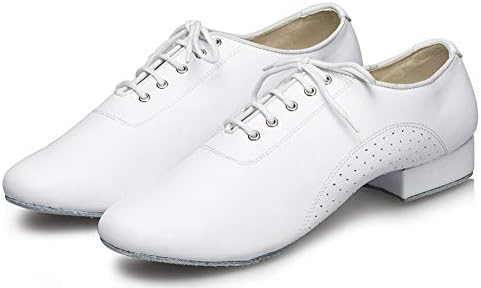 Honeystore Men's Lace-up Dance Shoes Leather Round-Toe Modern Tango Jazz Ballroom Latin White 9.5 D(M) US | Image 1