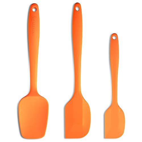 Silicone Spatula 3-piece Set, Ergonomic Handle High Heat-Resistant Spatulas, Non-stick Rubber Spatulas with Stainless Steel Core, Orange