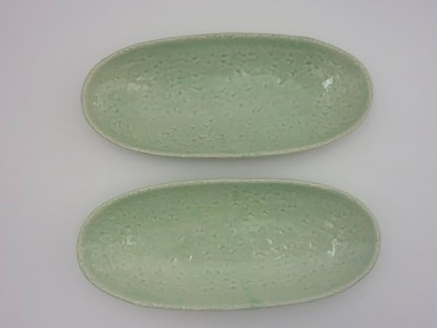 Amazon.co.jp: 美濃焼 楕円深皿 ミントグリーン 長さ約33cm ×2枚