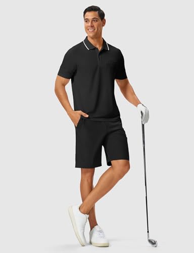 Image of Rdruko Men's Polo Shirts Short Sleeve Quick Dry Outdoor Golf Sports Shirts with Pocket
