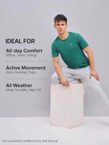 Image of TECHNOSPORT Men's Slim Fit Polyester Activewear Sports T-Shirt with Moisture-Wicking Comfort for Workout, Running & Gym