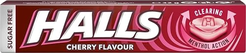 Halls Sugar Free Cherry Flavour with Clearing Menthol Action Sweets, 32g