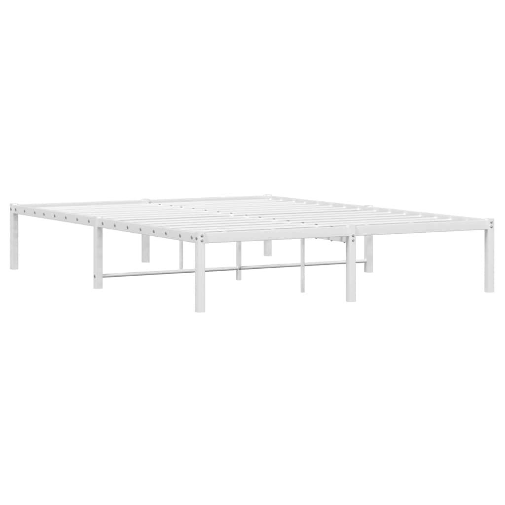 vidaXL Estructura de Cama, Somier de Listones con Almacenaje, Armazón Marco de Cama de Invitados, Mueble para Dormitorio, Metal Blanca 135x190 cm