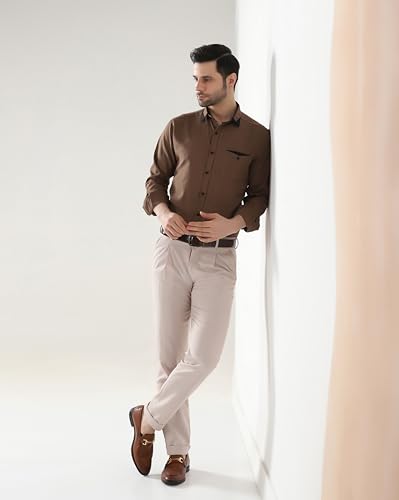 Image of TAGDO Men's Full Sleeve Shirt | Pocket Design and Spread Collar Shirt for Man (2054)