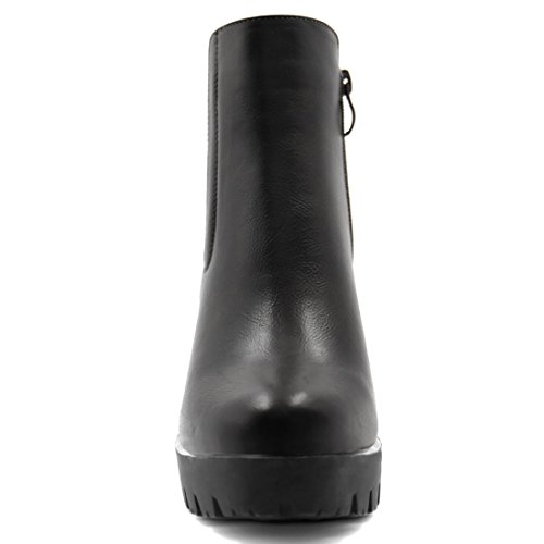 Allegra K Women's Chunky High Heel Platform Ankle Boots4