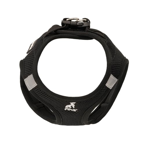 P24S SMART Step-In Hundegeschirr mit Zwei kostenlosen Benutzerdefinierten Patches Klettsticker Wunschlogo für kleine Hunderassen mit Digital Dogtag Service (Schwarz, XS (Brust: 40-48 cm))