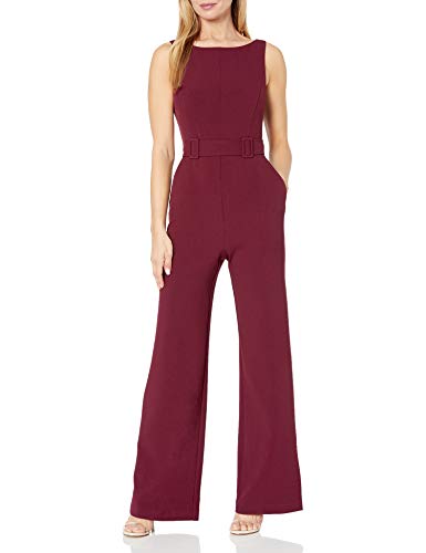 Vince Camuto Women's Kors Wide Leg Crepe Jumpsuit (Regular and Petite), Merlot, 14