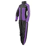 Milwaukee Leather Women's Water-Resistant Motorcycle Rain Suit with Hi Vis Reflective Tape SH2222 (Purple, Large)
