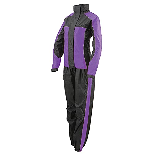 Milwaukee Leather Women's Water-Resistant Motorcycle Rain Suit with Hi Vis Reflective Tape SH2222 (Purple, Medium)