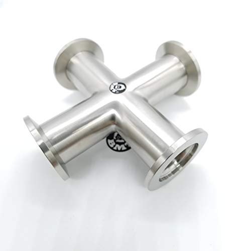 Image of bmotiontech Superior Grade - Cross 4-Ways KF25 Flange Vacuum Adapter, All Ends with KF-25 (NW-25) Flange, Made of Stainless Steel 304, High Vacuum