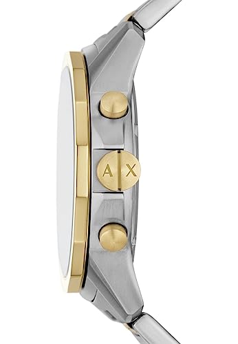 Armani Exchange Silver Tone Watch for Men, Quarz-Chronographenwerk und 44mm Gehäusegröße mit Edelstahlarmband, Set in Silber- und Goldton – Ansicht 5
