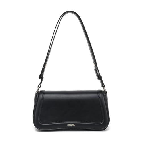 Small Shoulder Bags for Women, Cute Womens Handbags Vegan Leather Tote Clutch Purse, Trendy Crossbody Purse Hobo Bag with Adjustable Strap (Black)