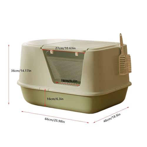 Caja de arena para gatos grande con tapa semi-cerrada amarilla miniatura 2