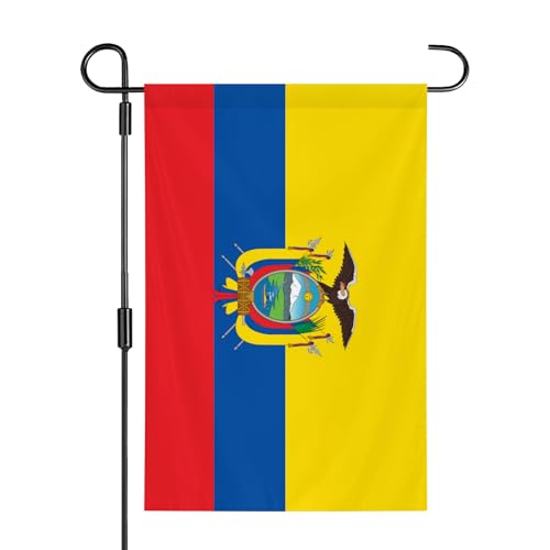 Ecuador Garden Flag 12x18 Inch Double-Sided Vivid Color Ecuador Flag Indoor and Outdoor Decor for Yards Lawns Streets Parade Celebration Activities