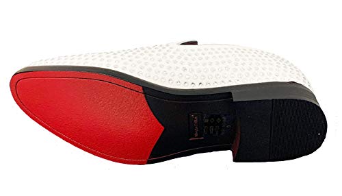 G4U-Alberto Fellini Men's Dress Shoes Rhinestone Loafers Stage Tuxedo Fashion Glitter, 12 White3