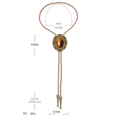 Image of GelConnie Native American Bolo Tie Rodeo Cowboy Leather Necktie Western Necklace Costume Accessories for Men,Women
