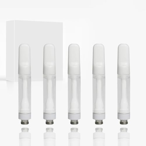 VOVCIG CBD Atomize, 510 Thread Vape Cartridge Disposable for CBD and Thick Oil Vape Pen, Ceramic Dual Coil Atomiser, No Nicotine.(5 Pcs, 1.0ml, Ceramic Evaporation Cartridge)