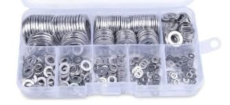 180 Pcs 304 Stainless Steel Flat Washers for Screws Bolts, Fender Washers Assortment Set, Assorted Hardware Lock Metal Washers Kit-8 Sizes