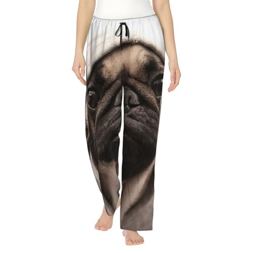 Pantalon de pyjama léger femme imprimé carlin pour des soirées cocooning