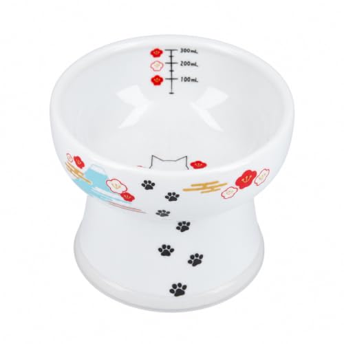 Necoichi Porcelain (Ceramic) Elevated Cat Water Bowl, Whisker-Friendly (Fuji, Extra Tall)