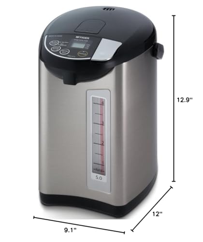 Tiger PDU-A50U-K Electric Water Boiler and Warmer, Stainless Black, 5.0-Liter