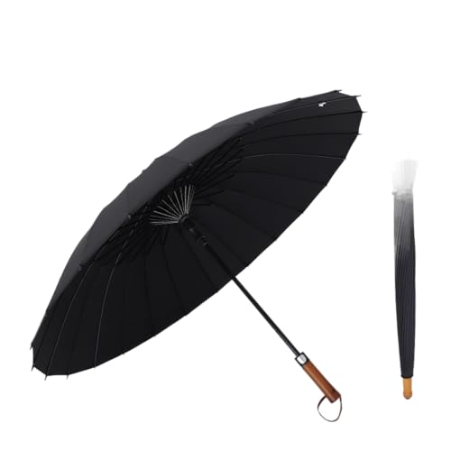eexbz Umbrellas for Rain 24-Bone Wooden Handle Straight Umbrella Simple Large Umbrella Long Handle Umbrella Strong Umbrella for Wind and Rain(B)