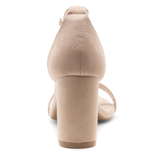 Image of Shoe Land Low Chunky Heels for Women Open Toe Ankle Strap Block Heel Sandals 3 Inch Dressy Heels for Wedding Party Date Night