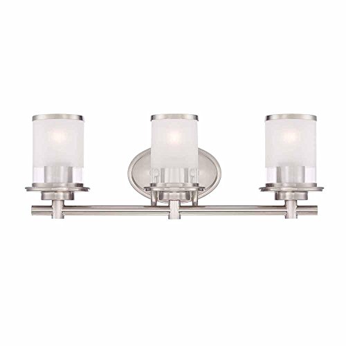 Hampton Bay 3-Light Brushed Nickel Bath Bar Light with Clear and Sand Glass