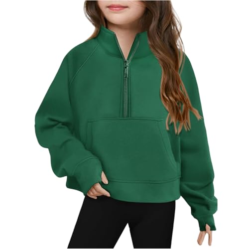 Half Zip Sweatshirts For Teen Girls Casual Fall Fleece Pullover Tops Long Sleeve Cute Sweatshirt Pockets Solid Clothes