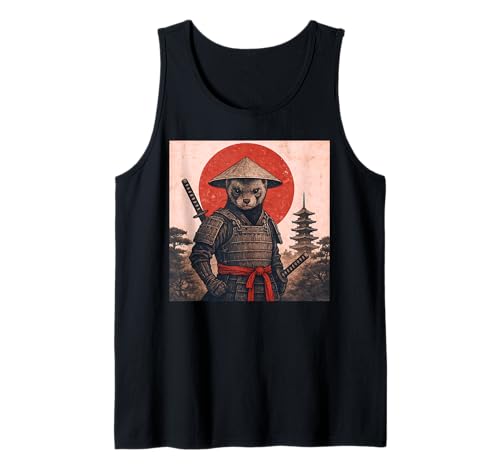 Ferret Samurai Warrior Vintage Japanese Ukiyo-e Pet Lover Tank Top