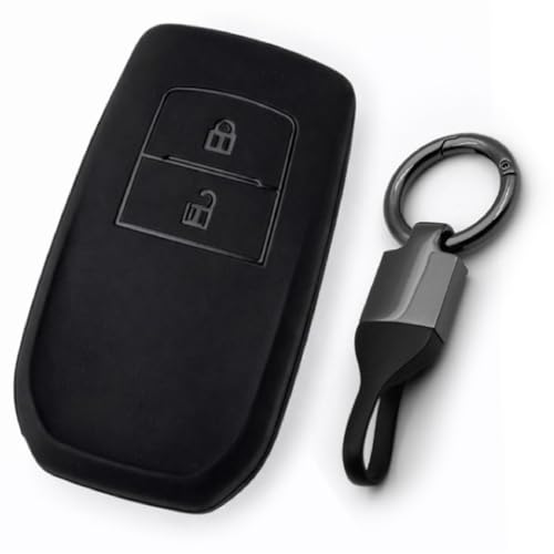 Image of JVCV Soft TPU Cover Compatible with Toyota Fortuner, Hilux, Innova Crysta, Fortuner Legender, Innova HyCross, Land Cruiser 2B Smart Key | Scratch-Resistant Protective Case (2B Matte Black Style B)